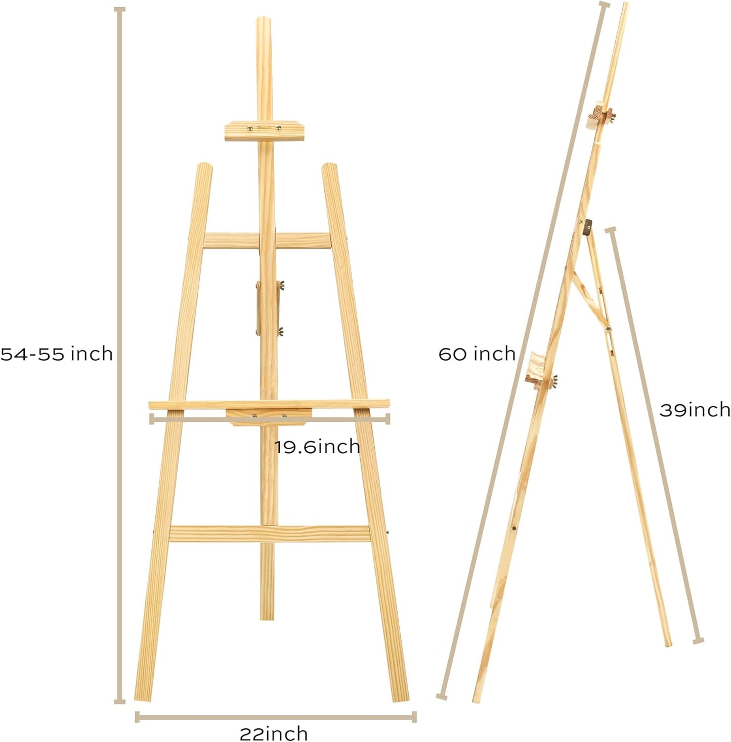 Wooden Easel Stand for Painting, 45" Adjustable Height Folding Art Easel for Canvas, Drawing, Wedding Signs & Posters, Ideal for Adults, Artists, Beginners, Students & Kids