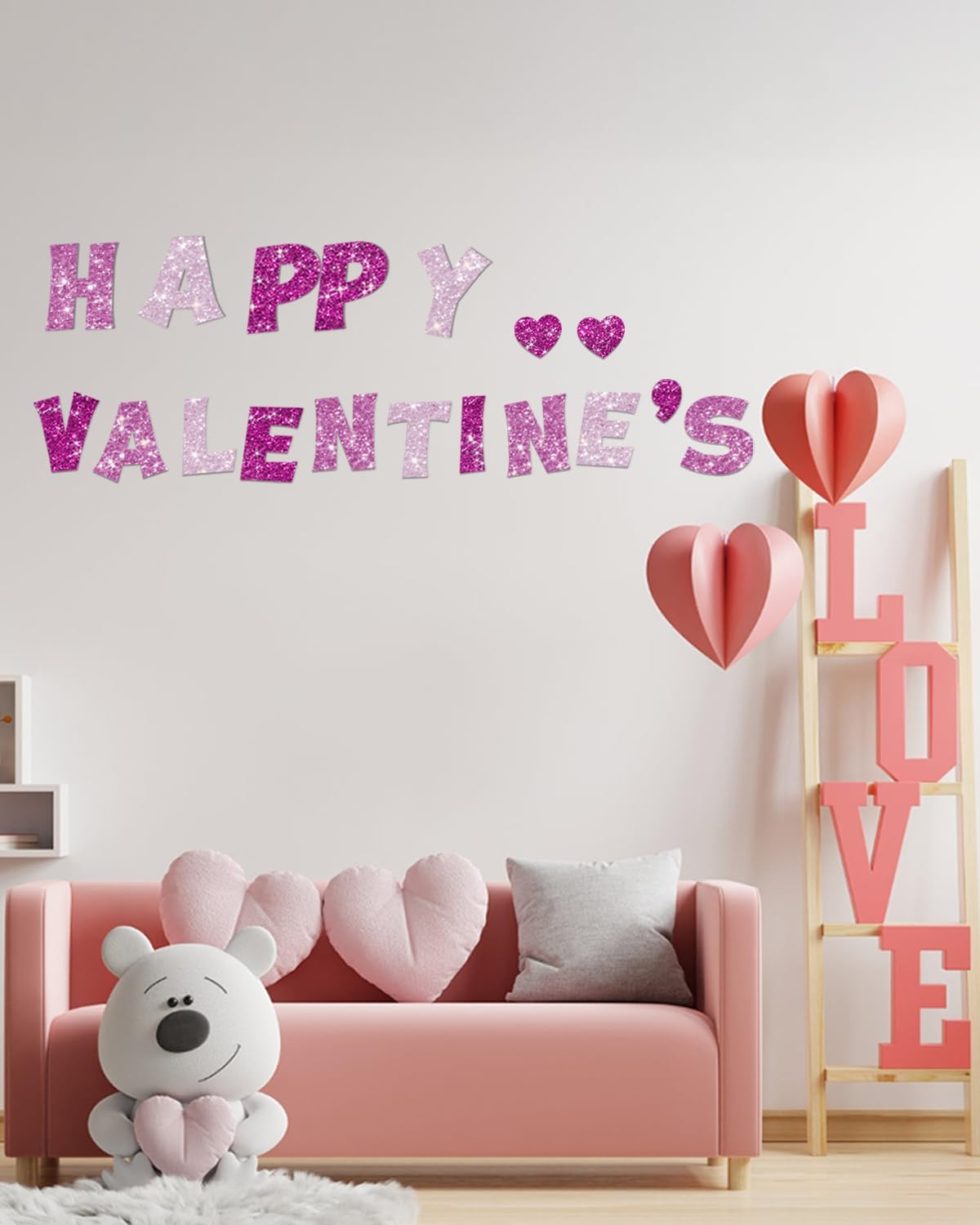 237 Pcs Glitter Bulletin Board Letters, Numbers and Punctuation, Poster Board Letters Alphabet Cut Out Cardboard Letters Accessories for Classroom Display Decorating Supplies 4inch (Pink Mix)