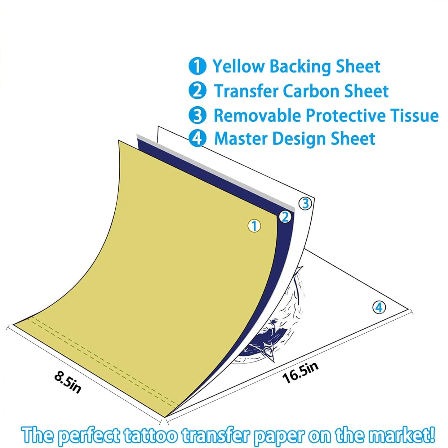 2025 NEW Extended Tattoo transfer paper,100 Sheets Premium Stencil Transfer Paper for Tattooing,4 Layers 8.5" X 16.5"