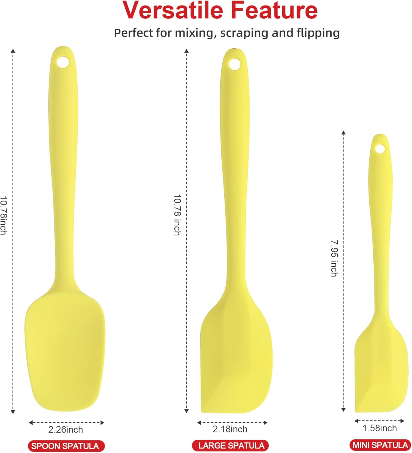 Silicone Spatula Set - Rubber Spatula - 600°F Heat Resistant Baking Spoon & Spatulas(Macaron Yellow)