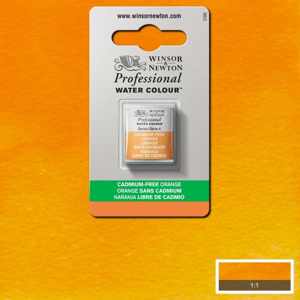 Winsor & Newton Professional Water Colour Paint, Half Pan, Cadmium-Free Orange