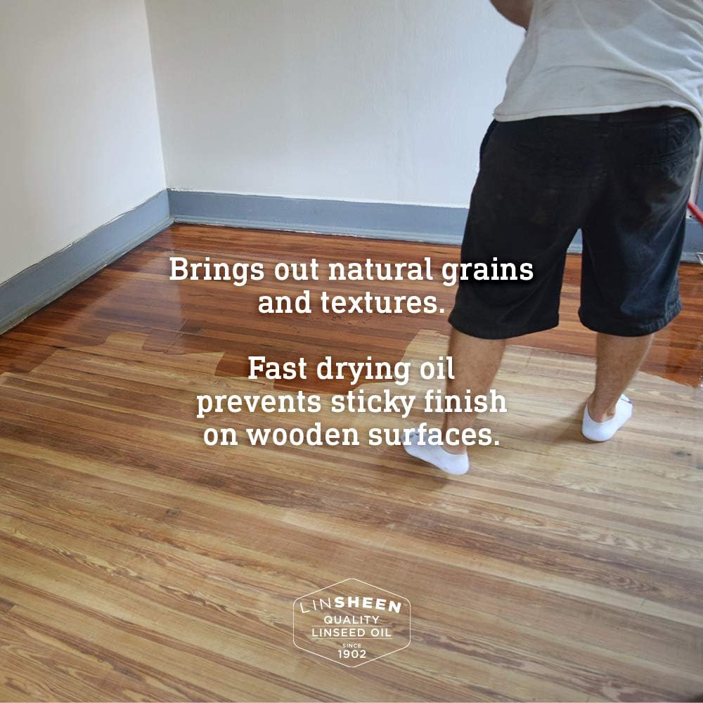 Boiled Linseed Oil – Fast Drying Flaxseed Wood Treatment to Rejuvenate and Restore Outdoor and Indoor Wood Furniture, Floors and Sports Equipment, Gallon