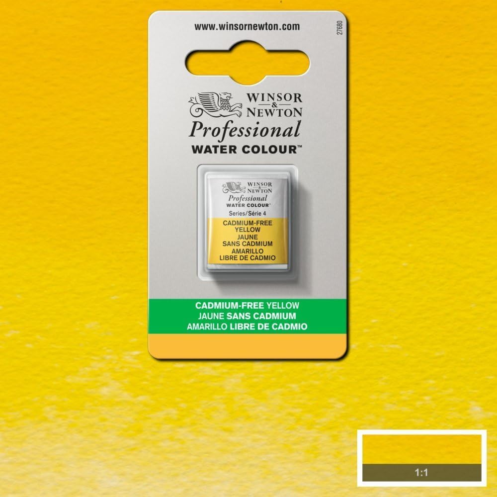Winsor & Newton Professional Water Colour Paint, Half Pan, Cadmium-Free Yellow