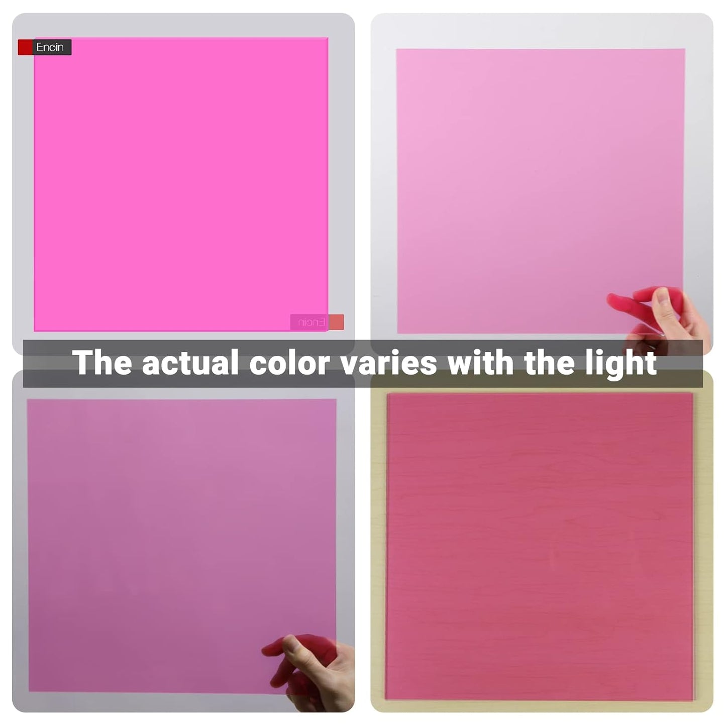 Enoin 2 Pack 12x12 Translucent Pink Acrylic Sheet - Cut to Size Plexiglass Sheets 1/8 inch Thick, Colored Plastic Board Panel for Art Craft, DIY, Painting