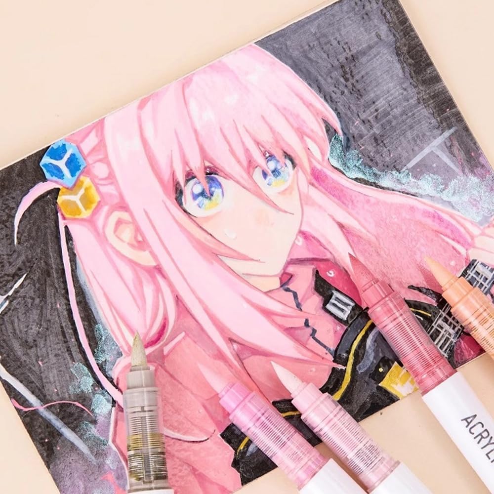 171 Colors Acrylic Paint Marker Single Tip Soft Brush Pens Ideal for Coloring Books, Canvas, Wood, Stone, Egg and DIY Crafts