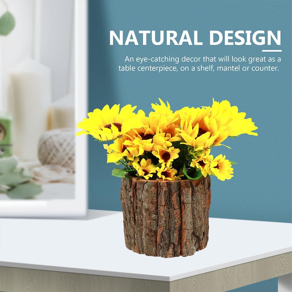 ARTIBETTER Bark Planter Pot 2pcs Wood Bark Pot Natural Log Succulent Planter Pots for Indoor Plants Rustic Tree Stump Plant Pot Farmhouse Bucket for Home Art Decor