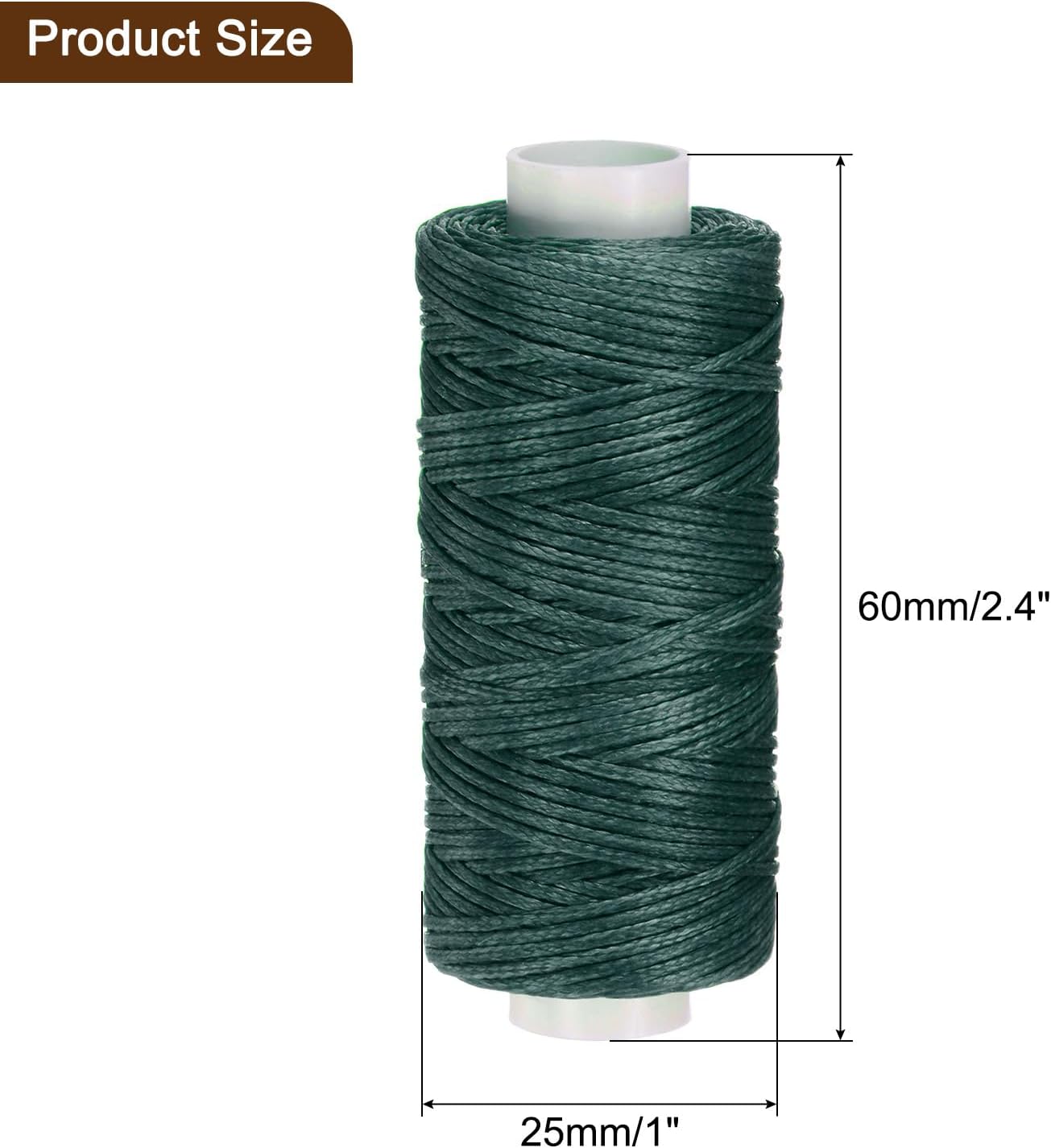 uxcell Leather Sewing Waxed Thread, 55 Yards / 50m 0.8mm 150D Flat Polyester All-Purpose Threads for Leather Crafts, Bookbinding, Dark Green