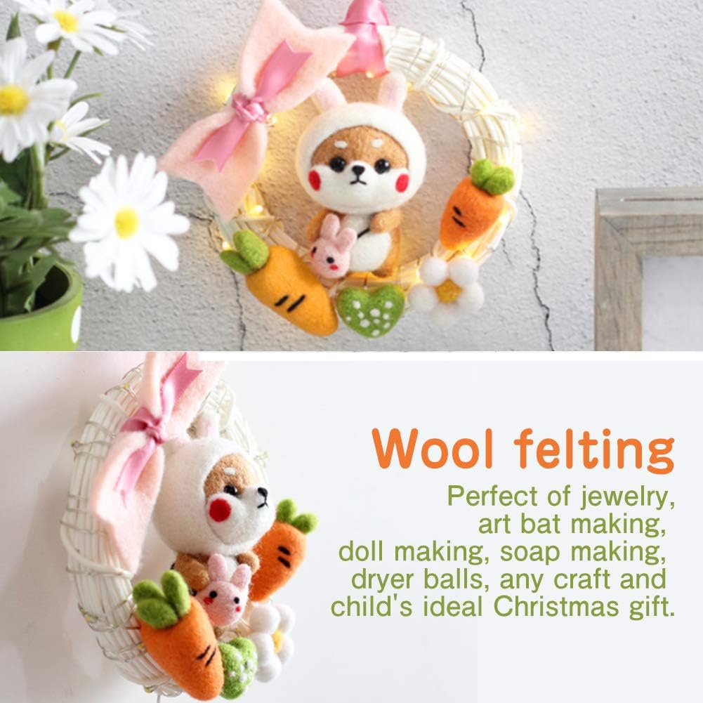 3.53oz Wool Roving Yarn, Fiber Roving Wool Top, Wool Felting Supplies, Chunky Yarn, Spinning Wools Roving for Needle Felting Wet DIY Hand Spinning (Light Blue)