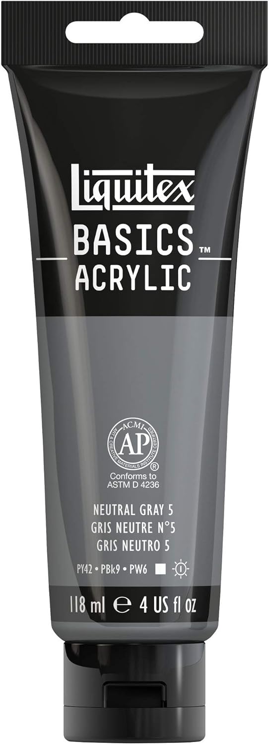 Liquitex BASICS Acrylic Paint, 118ml (4-oz) Tube, Neutral Gray Value 5
