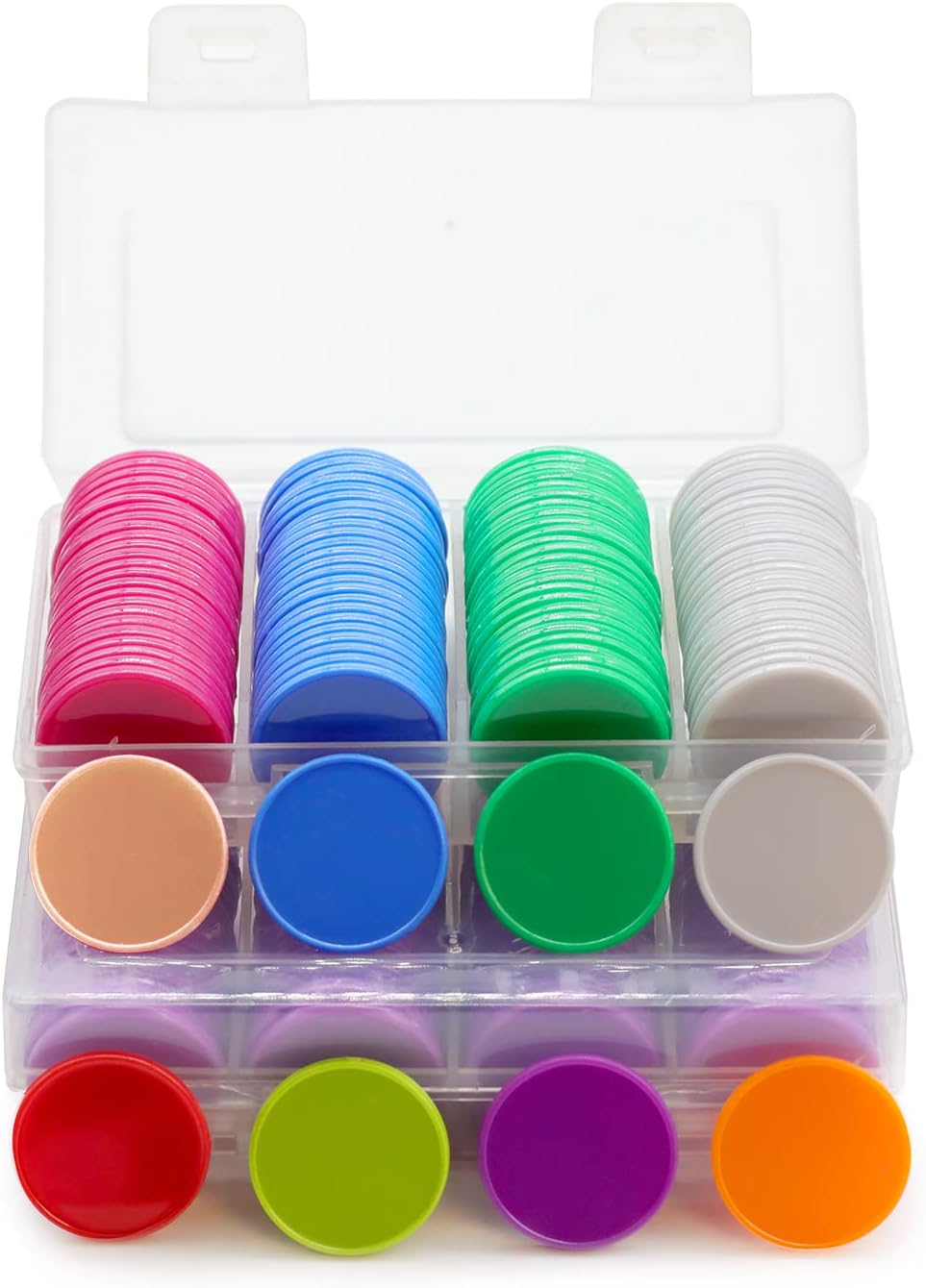 Set of 100 Opaque Plastic Learning Counters Mini Poker Chips Game Tokens with Storage Box (PeachPuff, 1.26 Inch)