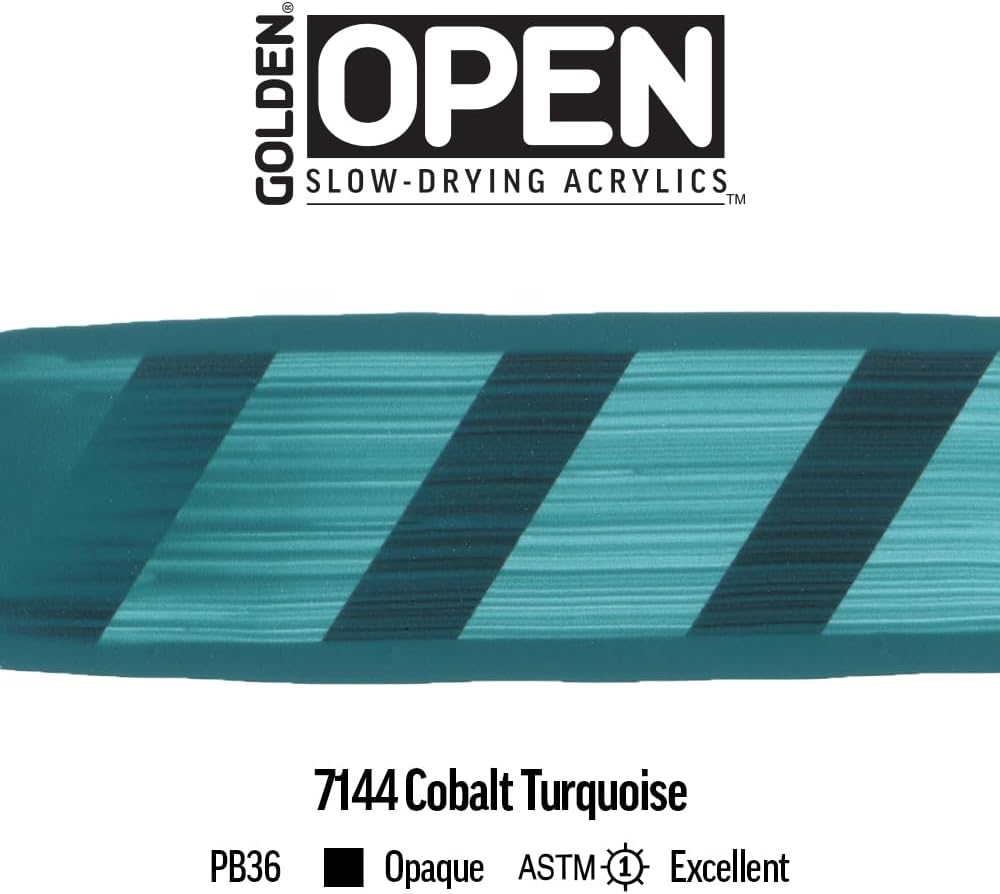 OPEN Slow-Drying Acrylics by GOLDEN, Cobalt Turquoise, 5 fl oz. tube, Professional Acrylic Paint, Opaque