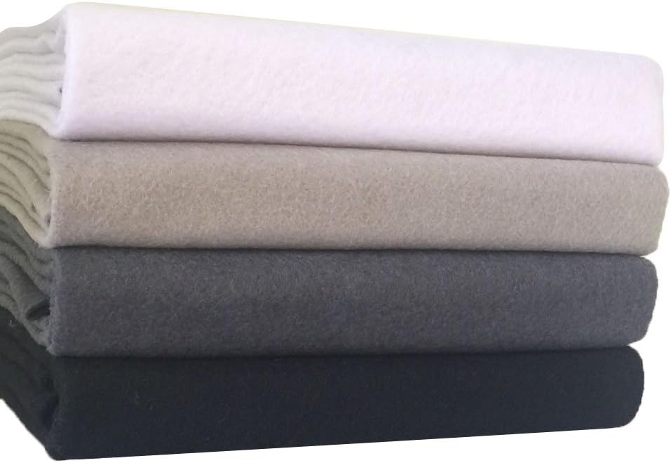 4pcs Thick 1.4mm Soft Felt Fabric Sheet Assorted Color Felt Pack DIY Craft Sewing Squares Nonwoven Patchwork (92x90cm Black & White)