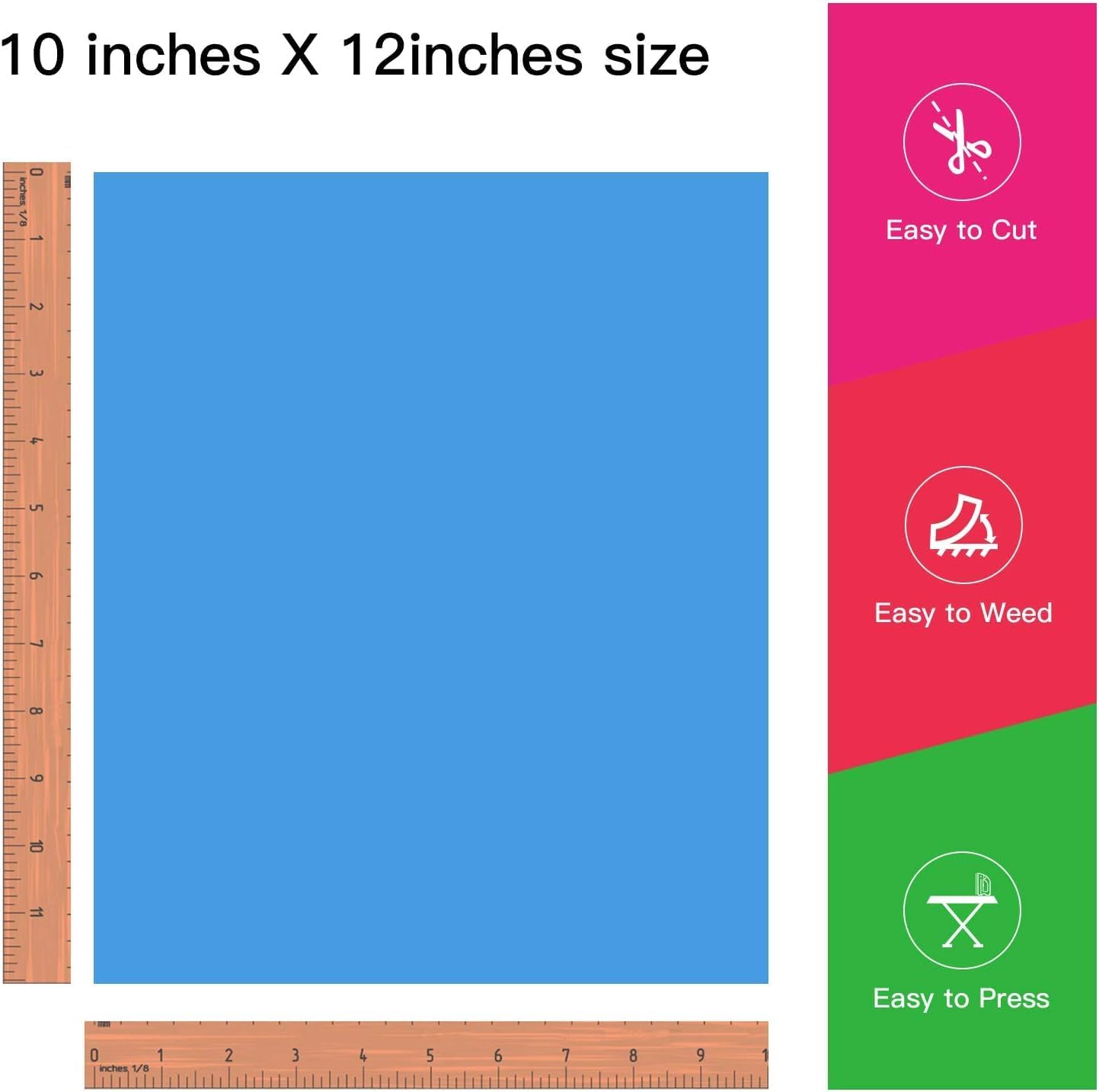 JANDJPACKAGING Baby Blue Heat Transfer Vinyl HTV - 10 Sheets Easy to Weed T-Shirt Iron on Vinyl Compatible with Cricut Cutting Machine & Silhouette Cameo, All Craft Cutters