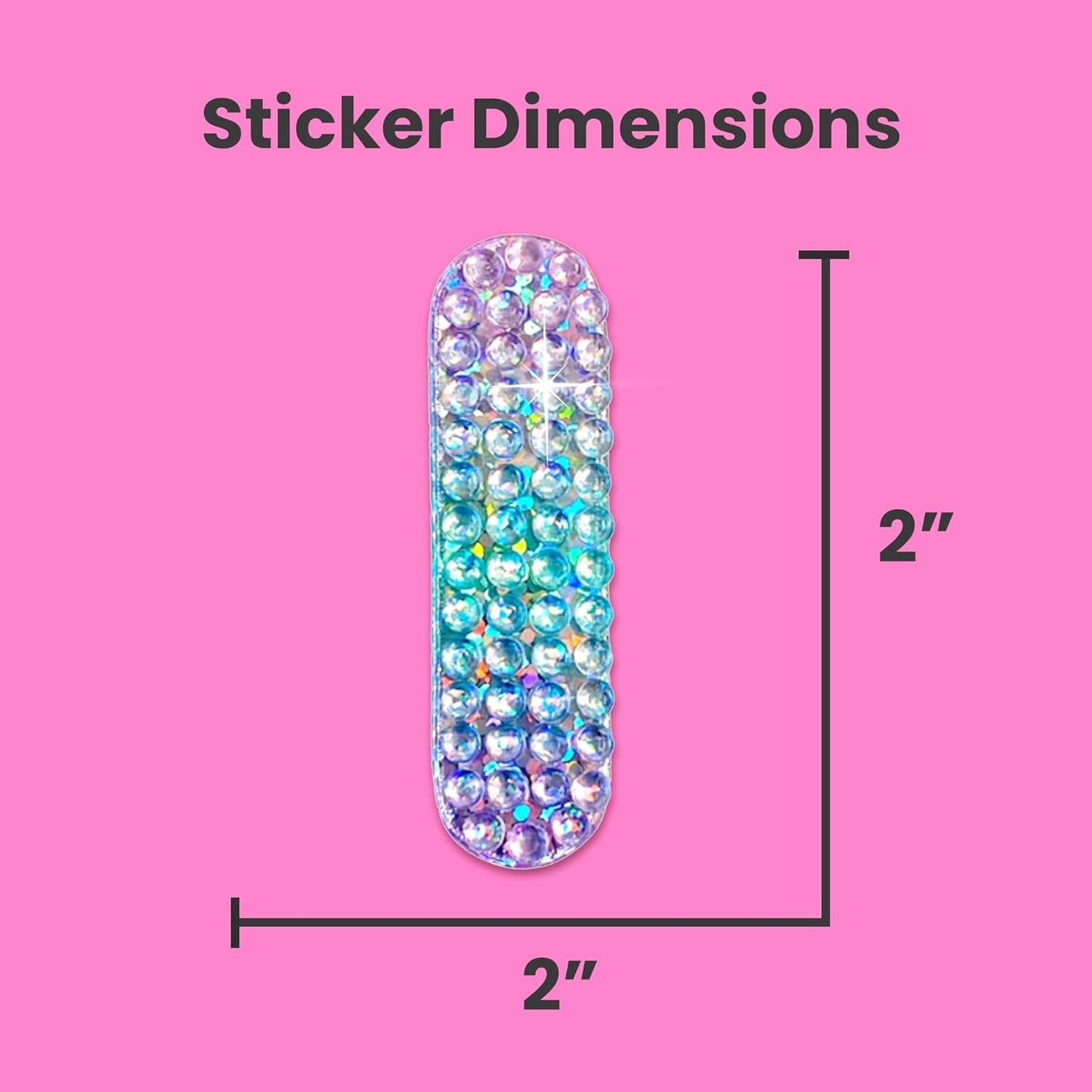 StickerBeans® Rhinestone Alphabet Letter Sticker I - Unique Sparkly Design 2” x 2” Cut-to-Shape Adhesive - Personalization, Collecting, Gifting, Scrapbooking, Decorating Laptops, Phone Cases, All Ages