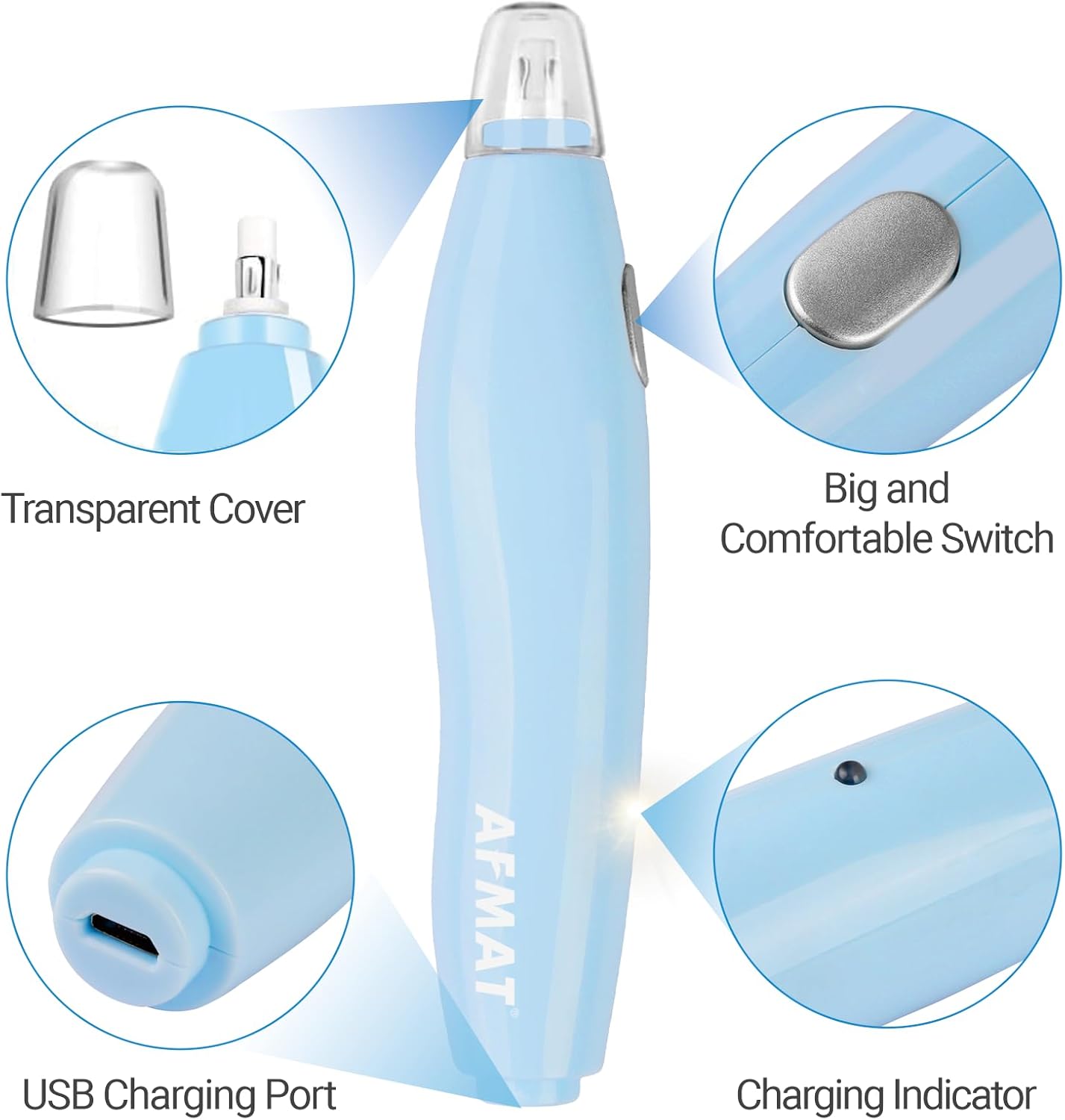 AFMAT EE04BL Electric Eraser, with 140 Refills, Rechargeable Pencil Eraser for Artist, Electric Erasers for Drafting, Drawing, Painting, Sketching, Architectural Plans, Detailer Tool-Light Blue