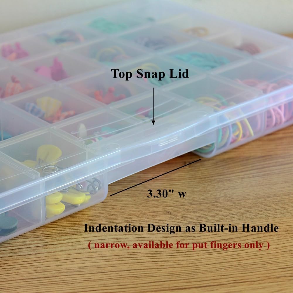 BangQiao 3 Pack Fixed 32 Grids Clear Plastic Storage Box, Transparent Organizer Container Case for Bead, Button, Jewelry, Diamond, Craft Supplies, Small Parts, Sewing Kit, DIY Accessories