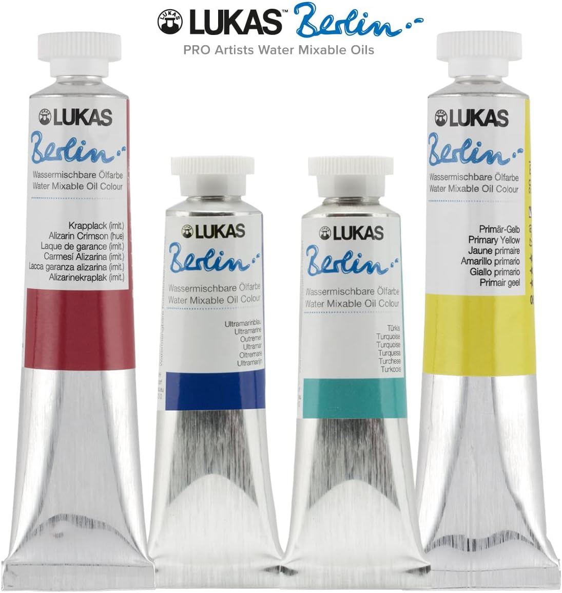 Lukas Water Mixable Oil Paint - Eco-Friendly, 37ml Blues Set of 6, Solvent-Free Artist Oil Paint with Lightfast Pigments and Beeswax for Smooth Consistency, Water Soluble, Quick-Drying
