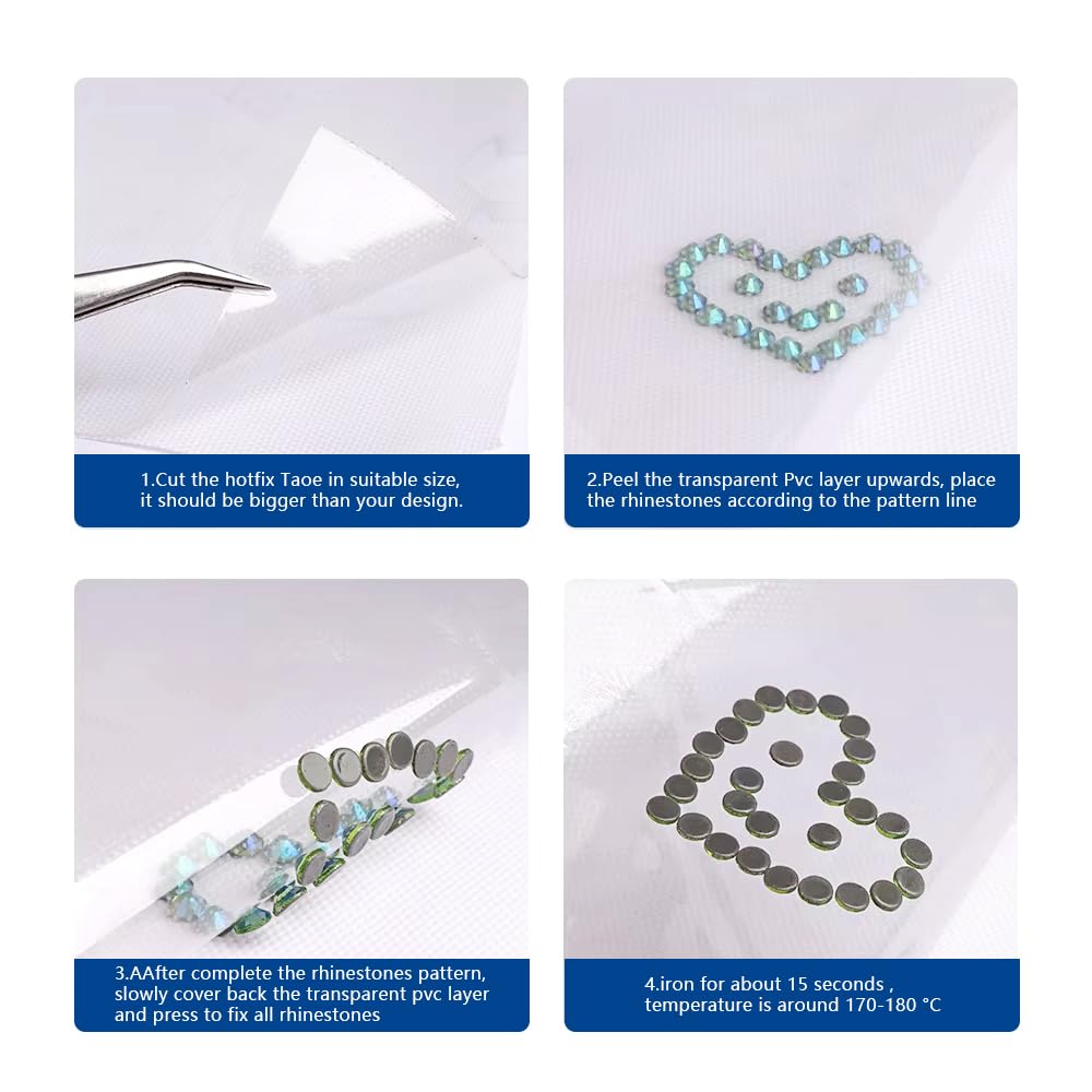 Blinginbox Hotfix Tape,Hot Fix Rhinestones Transfer Film Paper Iron on Rhinestones Transfer Paper.(10ft*9.5in)