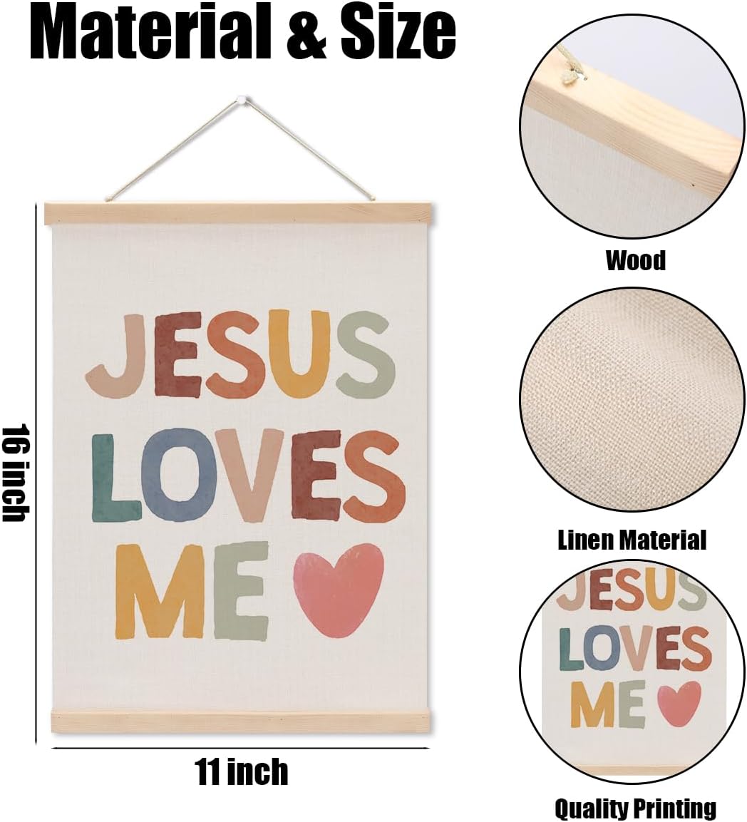 Christian Decor Boho Poster Hanger, Jesus Religious Wall Decor, Christian Gifts Bible Verse Spiritual Gifts Wall Art Wall Hanging Banner Farmhouse Church Apartment Bedroom Kitchen Decor