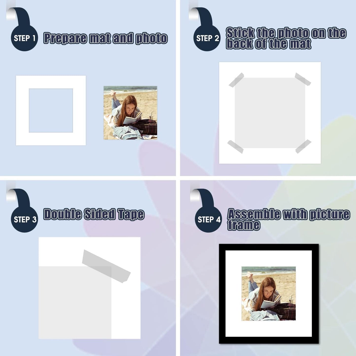 Mat Board Center, Pack of 20, 16x16 for 12x12 White Photo Picture Mats - Acid Free, 4-ply Thickness, White Core - for Pictures, Photos, Framing