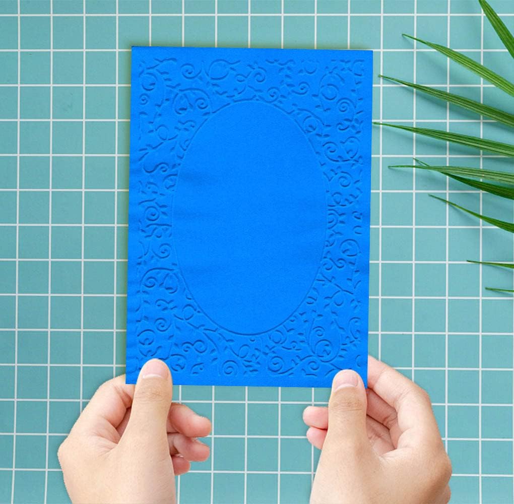 ALIBBON Cirrus Leaves Plastic Embossing Folders for Card Making, Oval Frame Background Template Molds Embossing Folders for DIY Scrapbooking Craft Photo Album Decorations