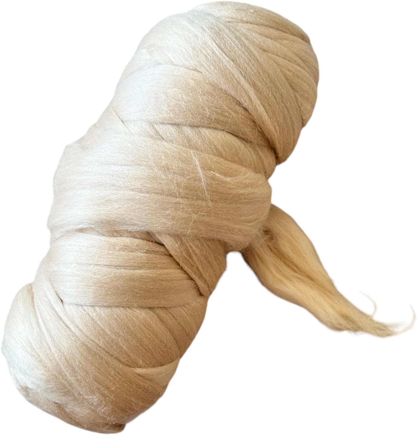 Cream Beige Wool Roving, 8 OZ. Best Wool for Needle Felting, Wet Felting, Handcrafts and Spinning