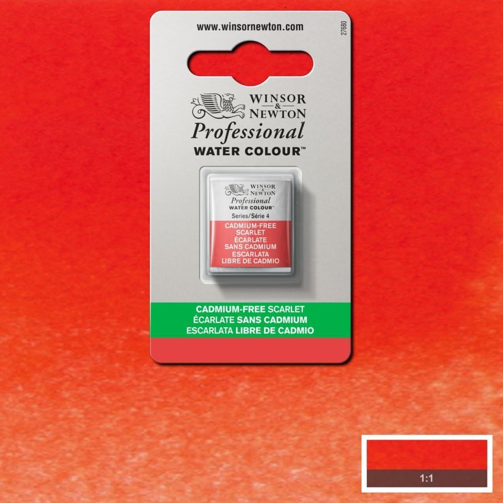 Winsor & Newton Professional Watercolor, Half Pan, Cadmium-Free Scarlet