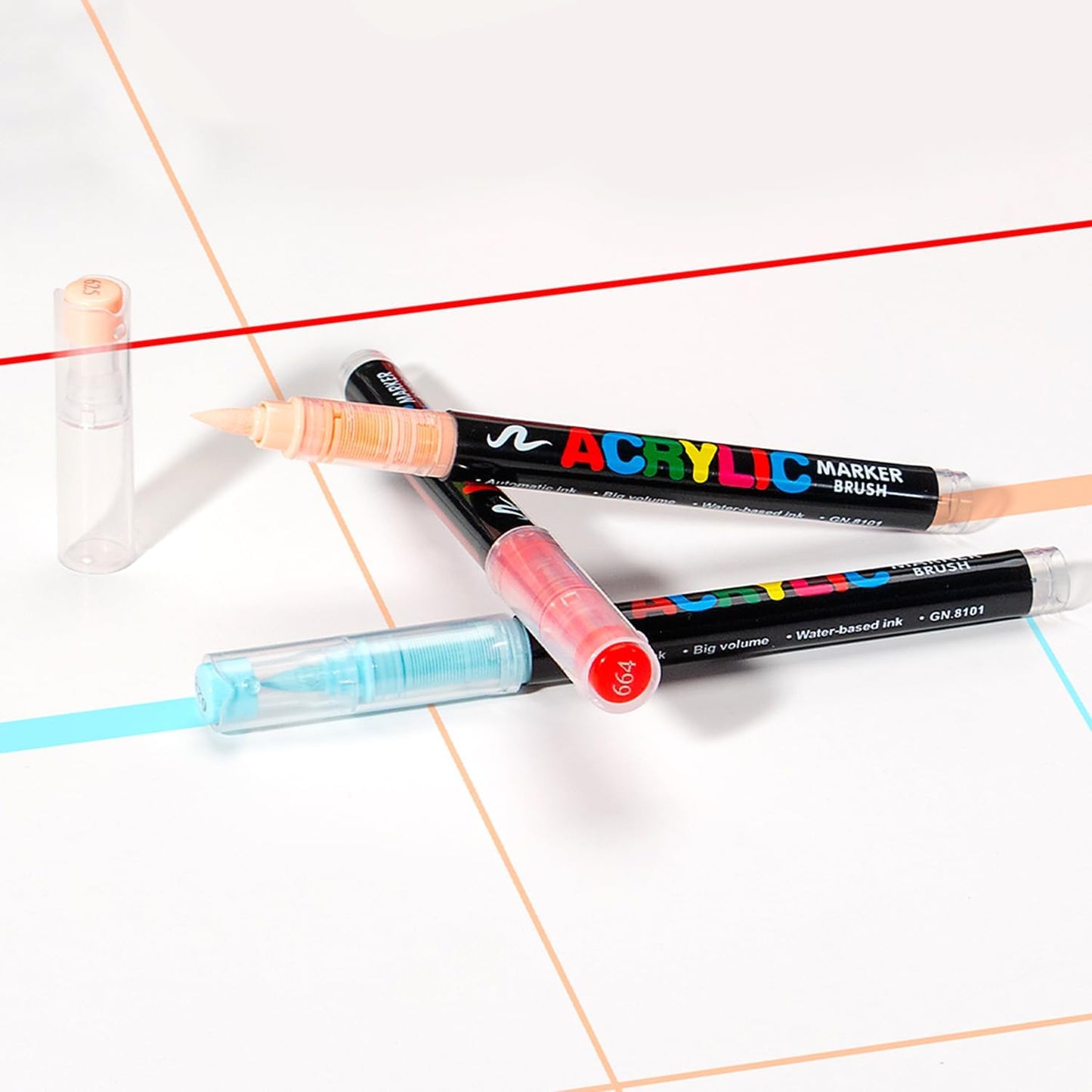 Acrylic Paint Markers Pens, 48 Vivid Colors Acrylic Markers Set,Direct Liquid Type, Stackable Color, Odorless Soft Head,Markers for School,Tooli Art ,Fabric & Creative Crafts (48)