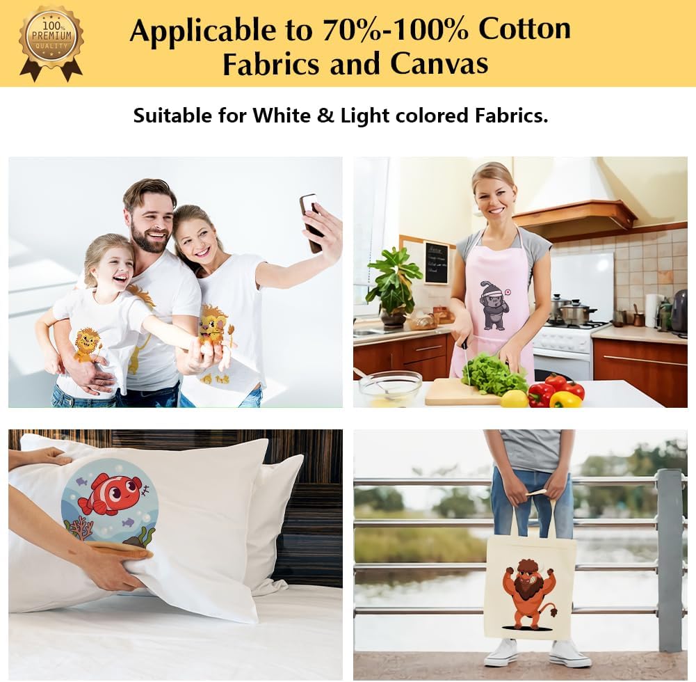 TransOurDream Tru-Heat Transfer Paper for Inkjet & Laserjet Printer (20 Sheets 8.5x11, 3.0) Printable HTV Heat Transfer Vinyl for T Shirts Iron on Transfers for Light Fabrics (TRANS-L3-1-20)