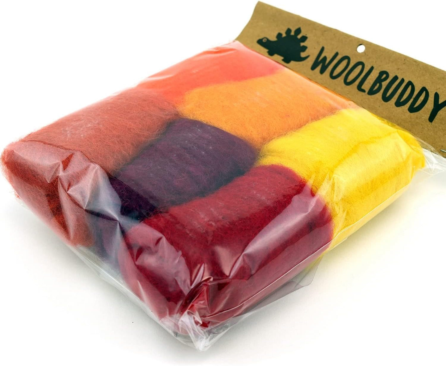 Woolbuddy Wool Roving Kit - Premium Core Wool for Needle Felting, Felting Soap & Tools β Sustainable Roving Wool for Beginners & Adults, Wet Felting Supplies (Red/Orange)