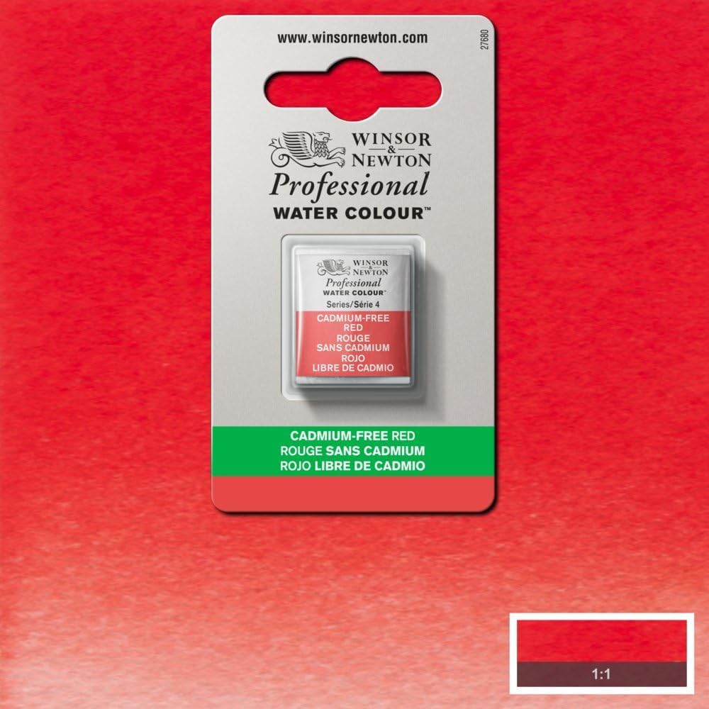 Winsor & Newton Professional Water Colour Paint, Half Pan, Cadmium-Free Red
