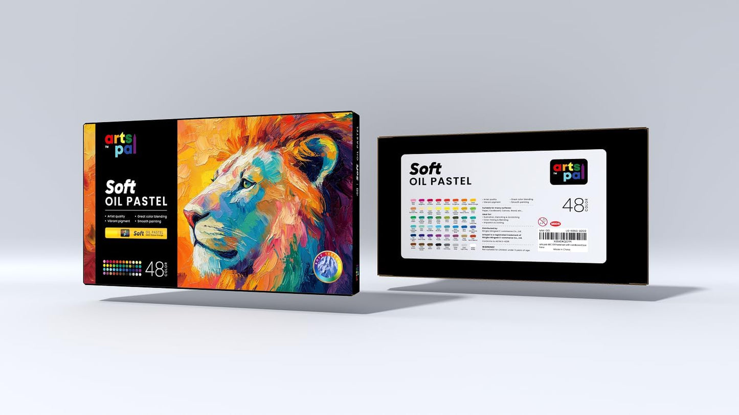 Soft Oil Pastels Set of 48 Vibrant Colors, Smooth and Soft Oil Pastel Crayons for Artists, Beginners, Teachers, Students, Great Blending and Layering for Art Supplies, Art Painting, Drawing