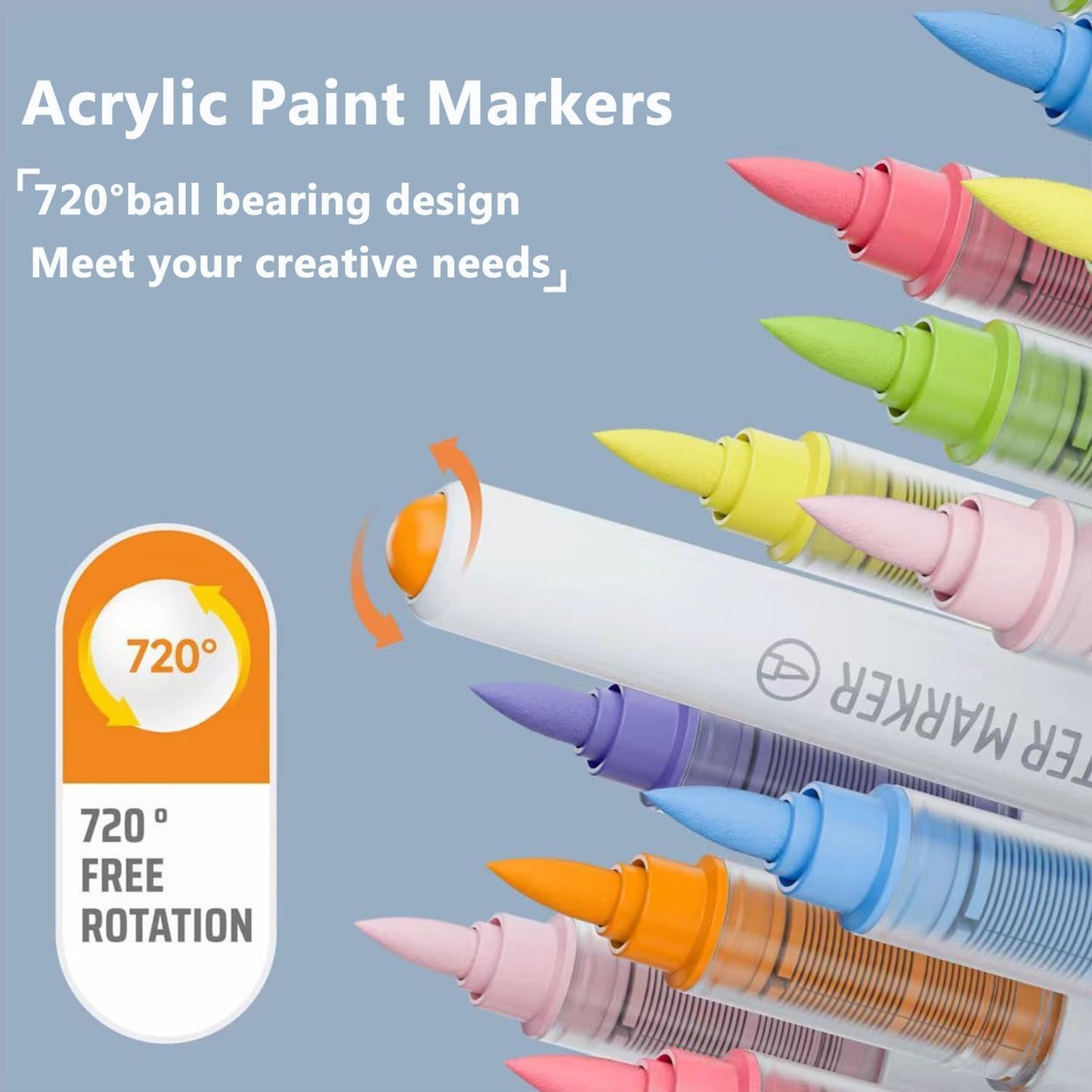 Water Based Acrylic Paint Markers Blue, 9 Colors Acrylic Paint Pens Set with Soft Brush Tip, Marker Pen for Rock Painting, Egg, Wood, Glass, Paper, Mugs, Acrylic Painter Ink (Dusty Blue)