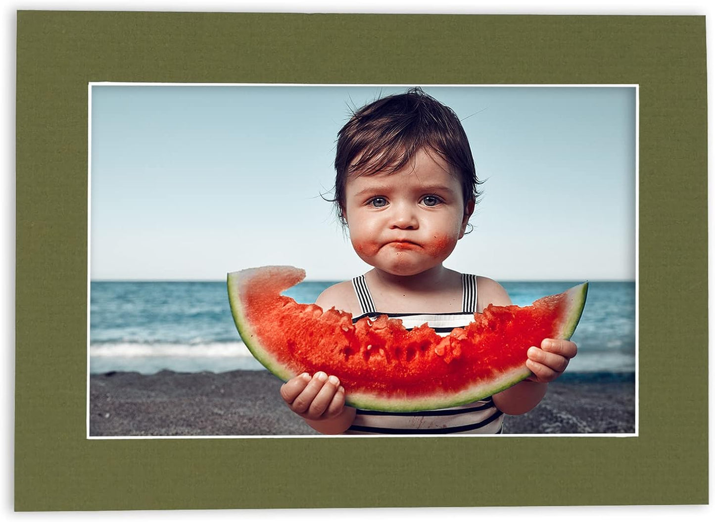 5x7 Mat for 8.5x11 Frame - Precut Mat Board Acid-Free Dill Green 5x7 Photo Matte For a 8.5x11 Picture Frame, Premium Matboard for Family Photos, Show Kits, Art, Picture Framing, Pack of 25 Mats