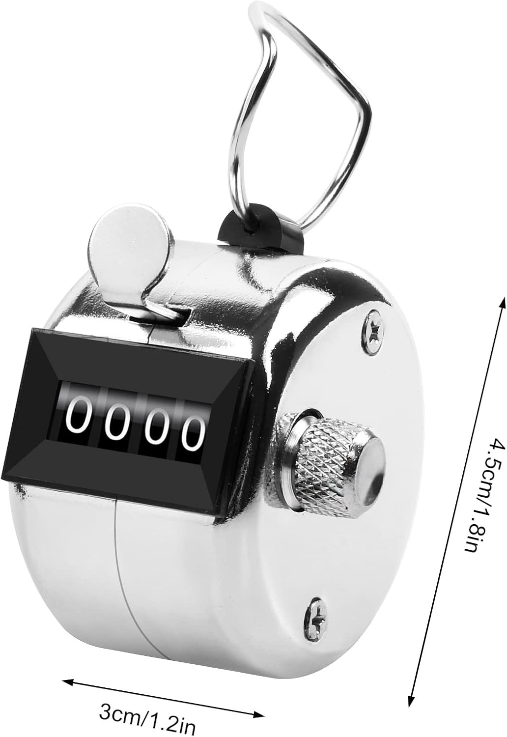 2 Pack Metal Hand Counter Four-Digit Counter with Nylon Lanyard Silver Counter Click Counter Handheld Click Counter Digital Counting