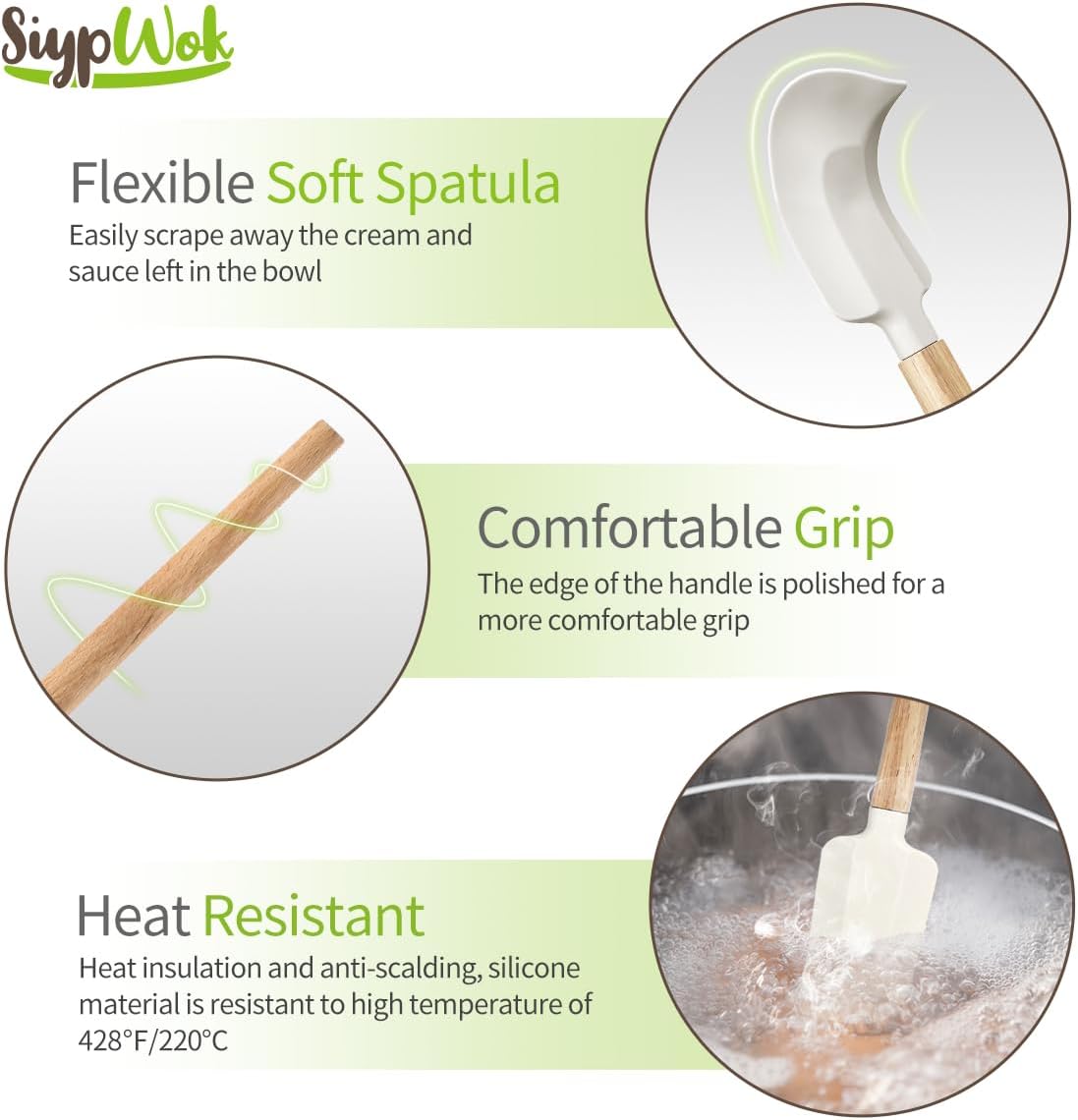 Silicone Spatula Set, Food Grade Rubber Spatula-4 Piece Nonstick Rubber Spatulas, Spoonula, Jar Scraper for Cooking, Baking, Mixing, Frosting - Heat Resistant Up to 600°F (Spatulas-Off White)