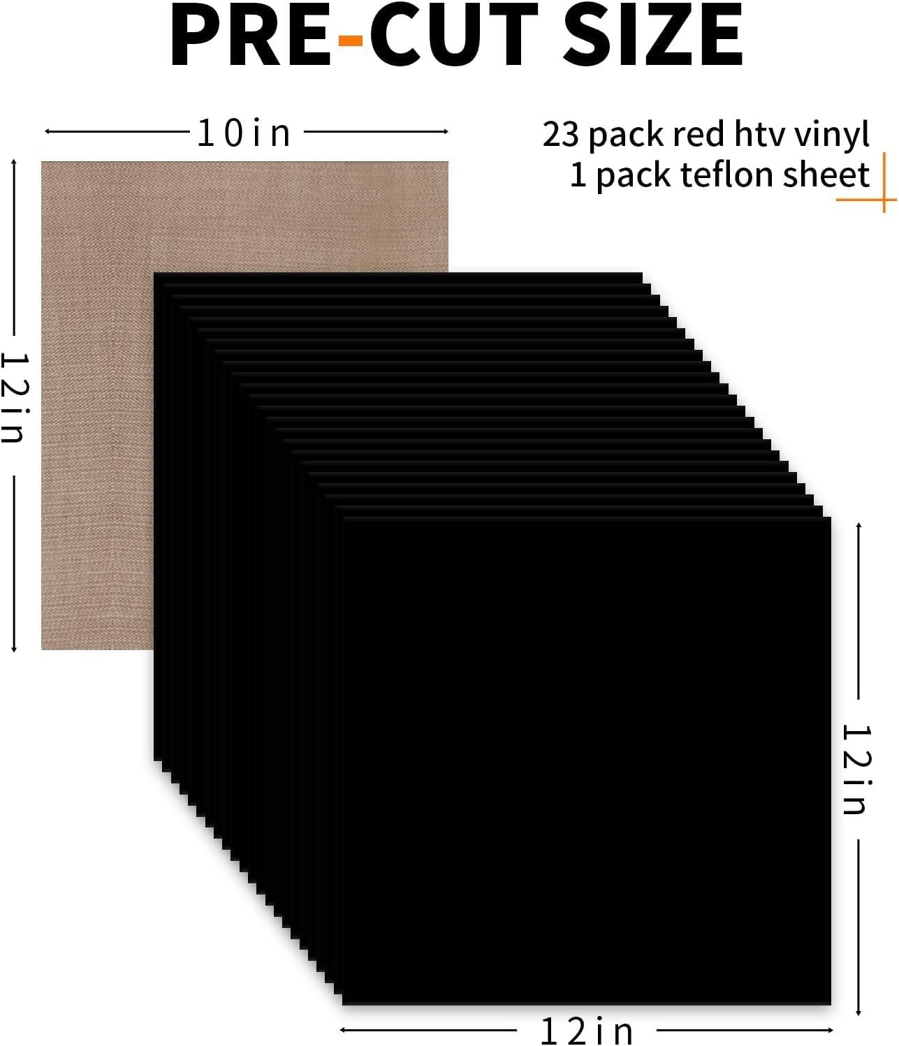 HTVRONT Black HTV Heat Transfer Vinyl Bundle: 24 Pack 12"x12" Iron on Vinyl Sheets for T-Shirt (1 PTFE Sheet Included), PU HTV Easy to Cut & Weed for Heat Design