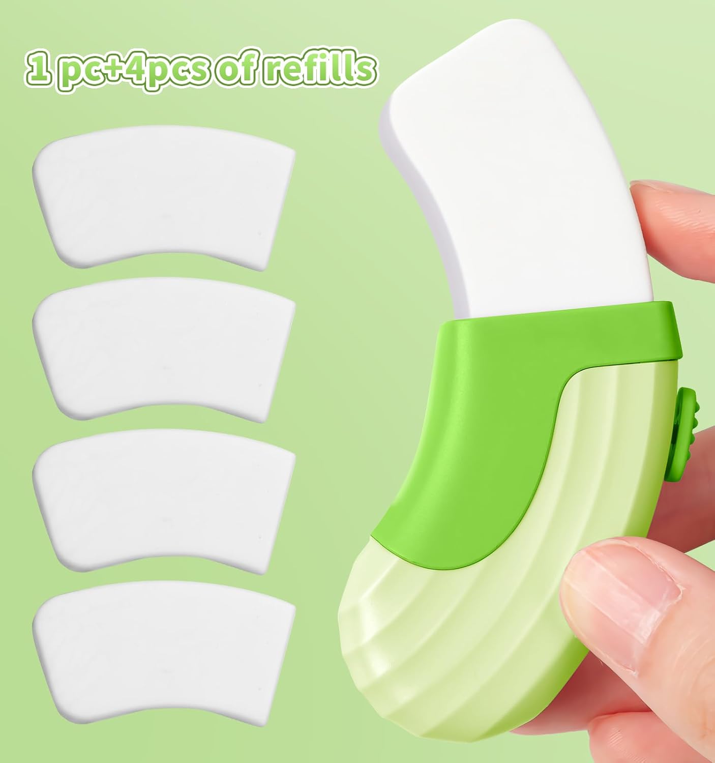 4+1 Pack Rubber Erasers Sliding Retractable Eraser, Large White Erasers for School Office Art Drawing Pencil Eraser for Kids- Green