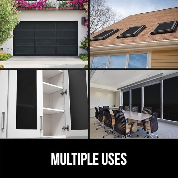 Gorilla Guard Window Privacy Film, Removable Two Way Sun Blocking, 35.4 x 78.7 Inch, Reusable No Residue Stickers, Strong Static Clings to Glass Windows, Decorative Bathroom Door Coverings, Black