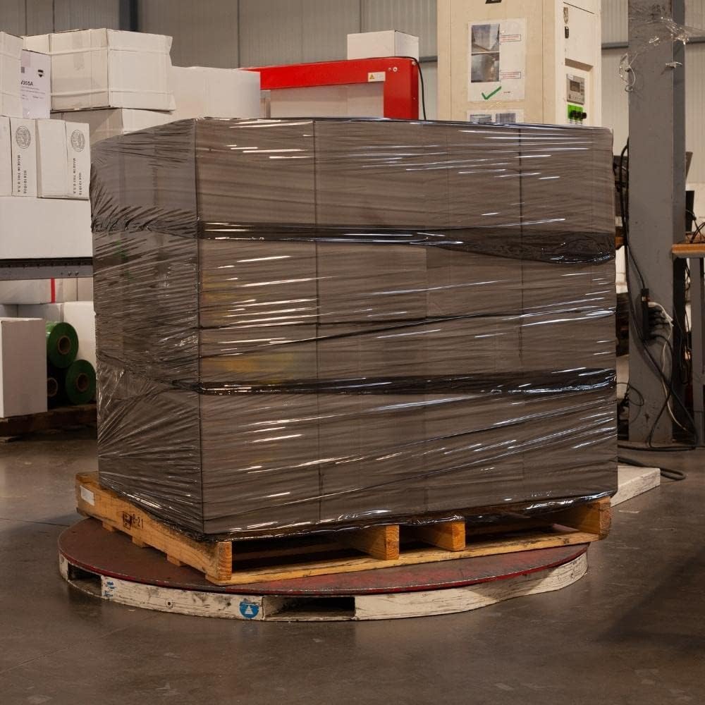PSBM Black Stretch Wrap, 15 Inch x 1476 Feet, 8 Pack, Tinted Pre-Stretched Shrink Wrap Film for Moving, Packaging, Pallet Wrapping