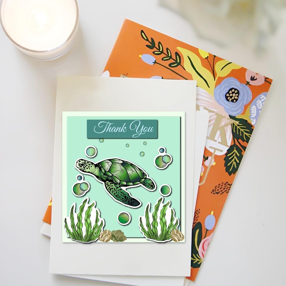 Summer Ocean Sea Turtle Clear Stamps for DIY Craft Turtle Clear Stamps for Card Making Decoration Marine Shell Starfish Animals Seahorse Transparent Silicone Seals Stamp Rubber Stamps Decor