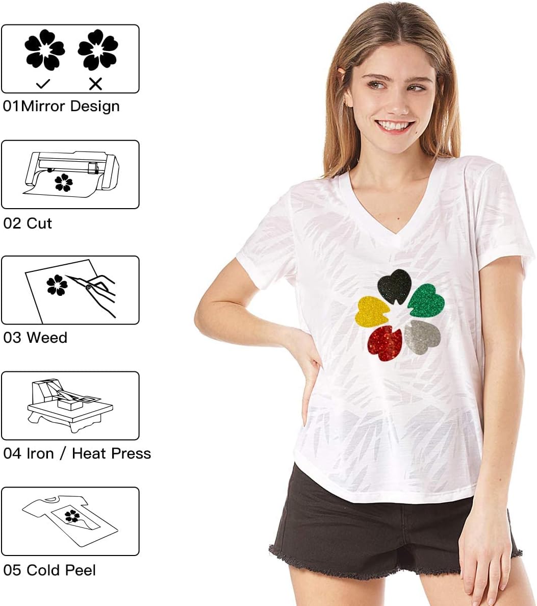 HTVRONT Glitter HTV Vinyl Roll - 10" x 8ft Neon Pink Glitter Heat Transfer Vinyl for T Shirts, Glitter Iron on Vinyl for All Cutting Machine (Neon Pink Glitter)