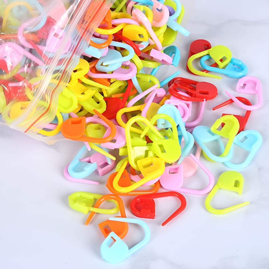 Luwans Stitch Markers for Crocheting - 50Pcs Crochet Stitch Markers for Knitting Yarn & DIY Crafts | Lightweight Plastic Crochet Pins with 8 Assorted Colors | Durable and Easy Locking, multicolored
