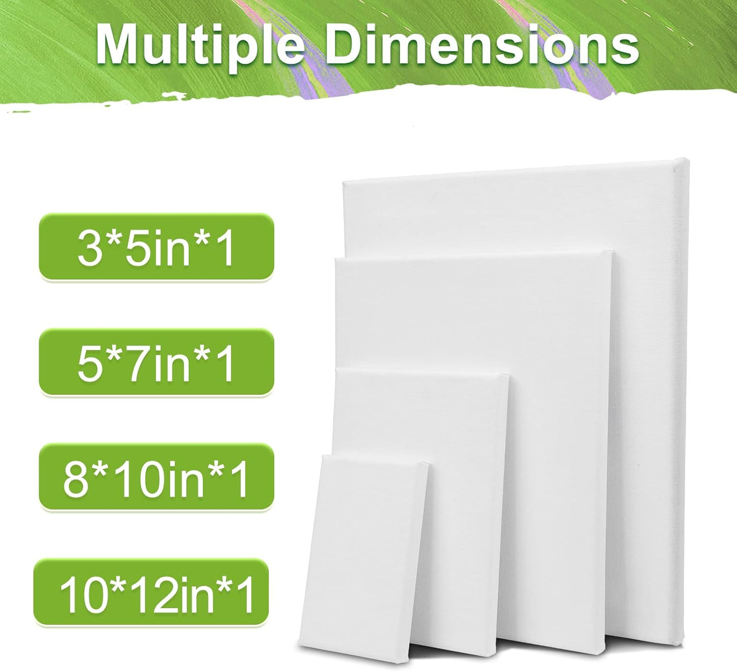 4 Packs Stretched Canvases for Painting with 3x5in,5x7in,8x10in,10x12in, Primed Canvas,Blank Painting Canvas for Oil & Acrylic Paint.