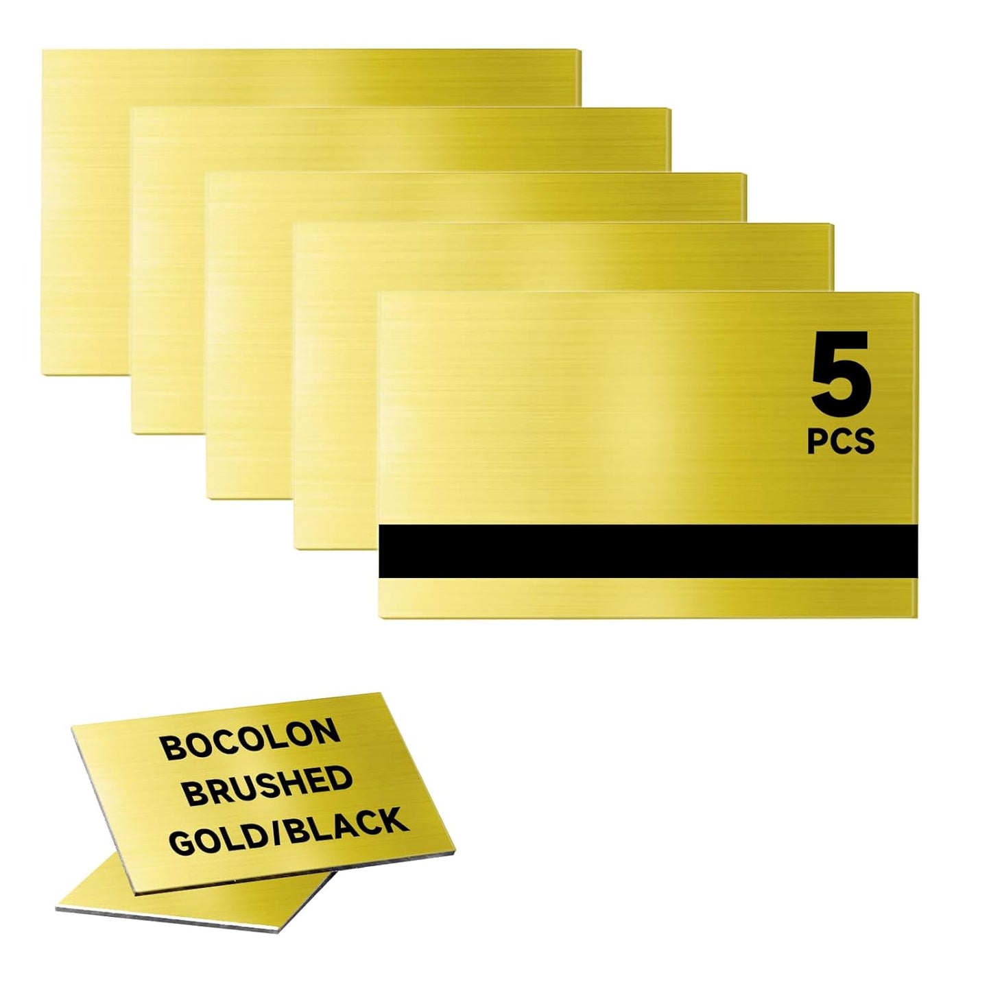 5 PCS Laser Engraving Double Color ABS Plastic Sheet,Two-Tone Laserable Engraving Plastic Sheets for Name Badge,Office Label,Laser Artistic Product,Size 7.8" x 11.73",Brushed Golden/Black