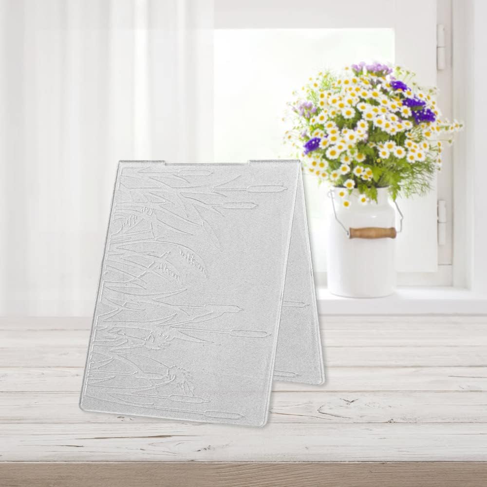 3-D Textured Impressions Reed Grass Embossing Folder, Background Plastic Embossing Folder Template for Card Making Scrapbooking Paper Craft Album Stamps DIY Décor