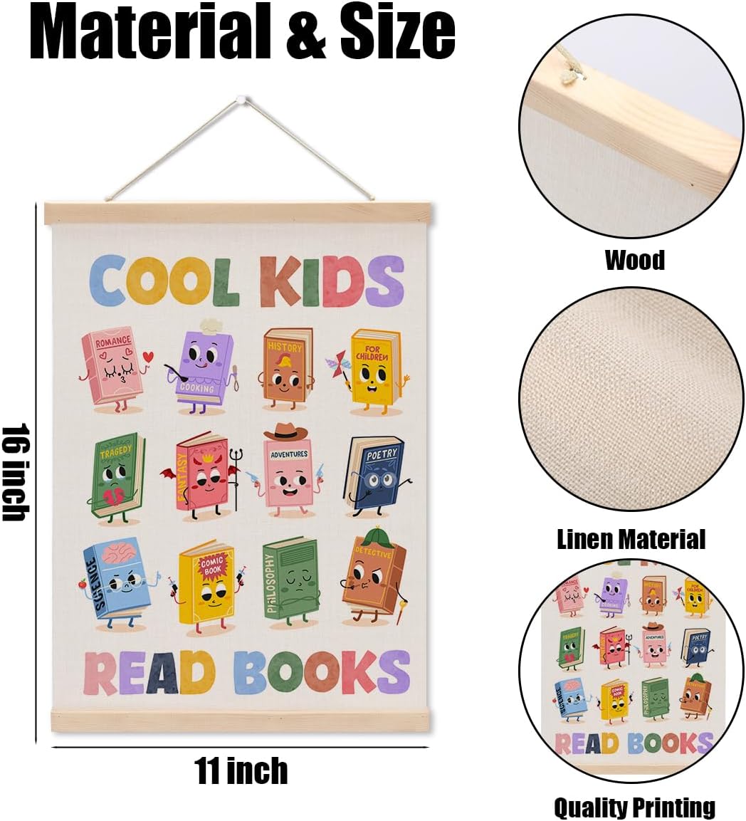 Reading Poster Hanger, Reading Nook Classroom Decor Wall Decor, Toddler Learning Posters, Educational Posters Wall Art Wall Hanging Banner Farmhouse Living Room Nursery Home Baby Room Decor