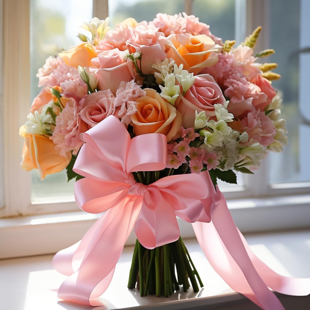 4 Inch 25 Yard Wide Satin Ribbon Pink, Solid Fabric Large Ribbon Roll for Cutting Ceremony Wedding Opening Party Decoration, Chairs, Sewing, Festival Pageant Sashes