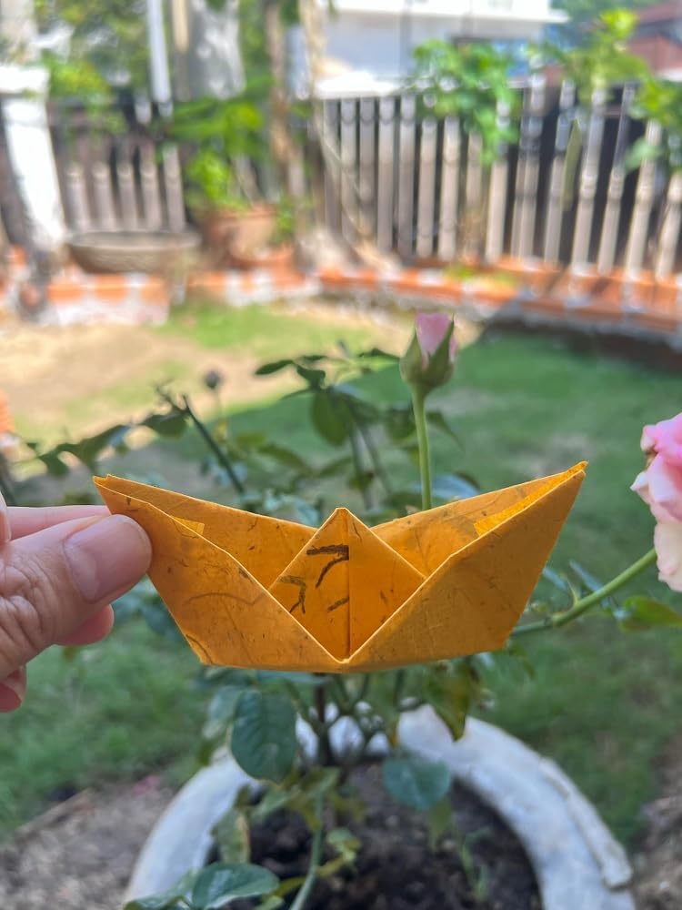 Natural Fiber Mulberry Tree,Banan Bark 6 x 6 Inches Square Origami Paper Arts Folding Craft, Decoration Paper,Writing Painting Square Folding Paper for DIY Crafts, 50 Sheets (Brown Tone, 6"x6")