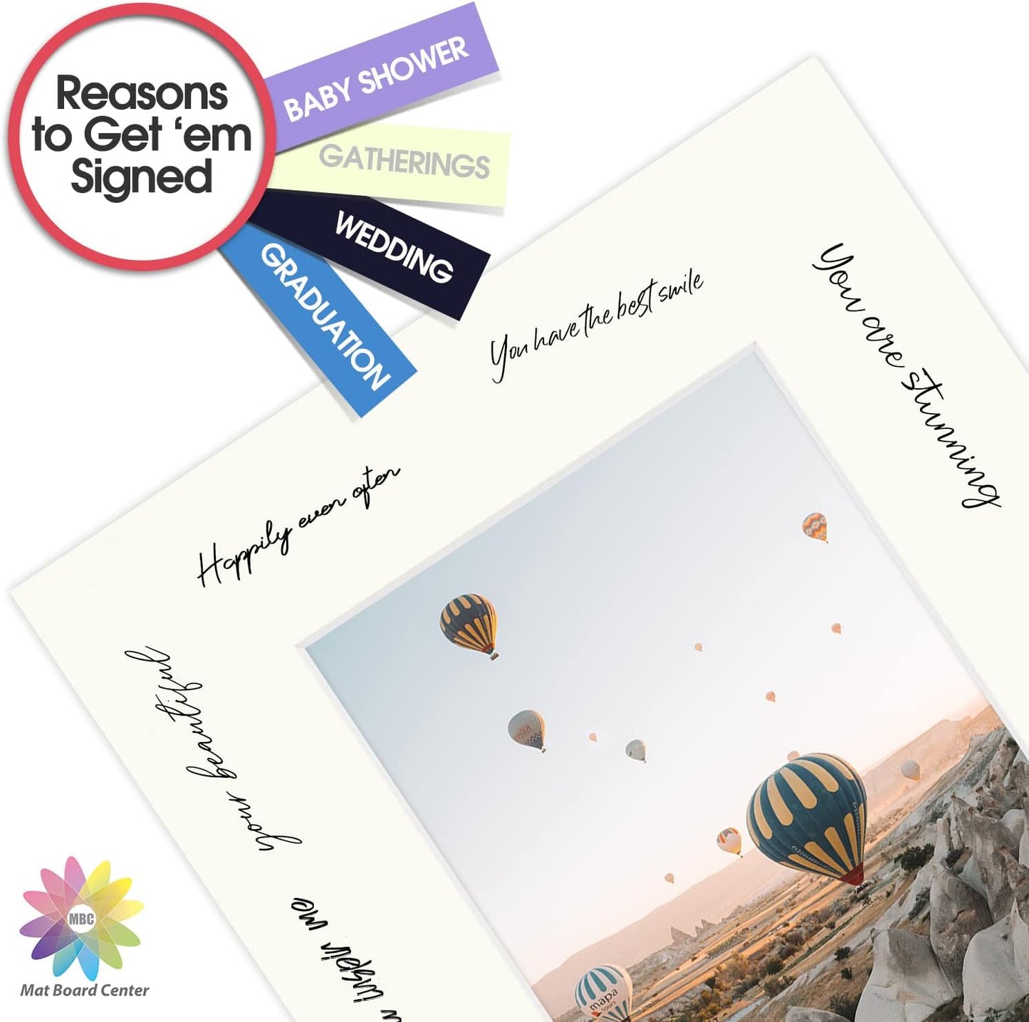 Mat Board Center, Pack of 10, 8x10 for 5x7 Ivory Turret Color Mats - Bevel Cut, Acid Free, 4-ply Thickness, White Core - for Pictures, Photos, Framing